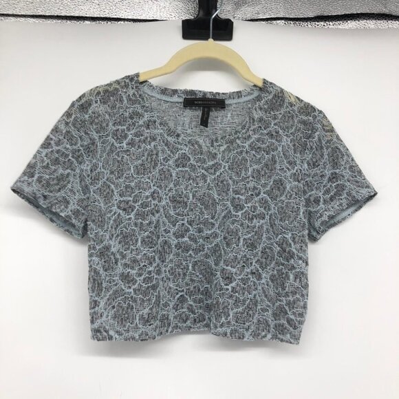 BCBGMaxAzria Haze Grey Floral Lace Bridette Crop Top & Matching Skirt size S - Picture 2 of 16